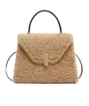 Valextra Shearling Cross Body Bag In Nude