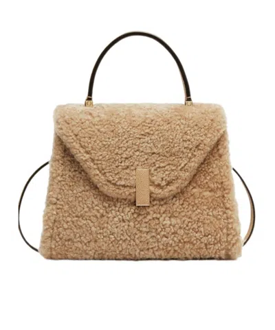 Valextra Shearling Cross Body Bag In Nude