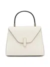 Valextra Micro Iside Grain Leather Top Handle Bag In White