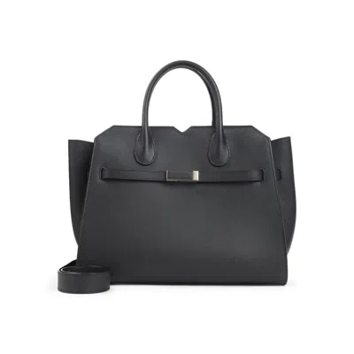 Valextra Black Calf Leather Milano Mini Handbag In Nero