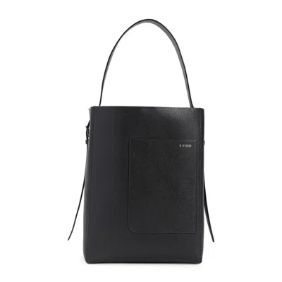 Valextra Medium Soft Grained Leather Tote Bag In Black