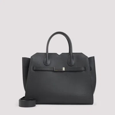 Valextra Structured Calf Leather Shoulder Bag In Black