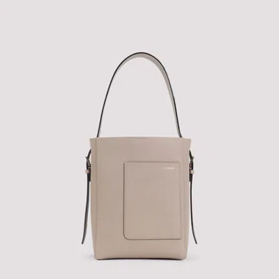 Valextra Sahara Calf Leather Small Bucket Bag In Neutrals