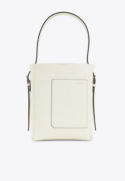 Valextra Small Bucket Bag In Calf Leather In Neutral