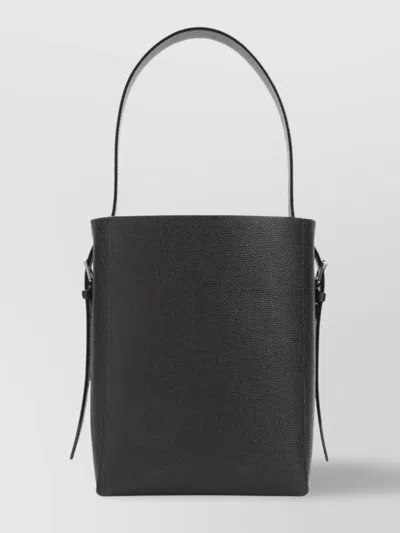 Valextra Small Bucket Bag Textured Finish In Black