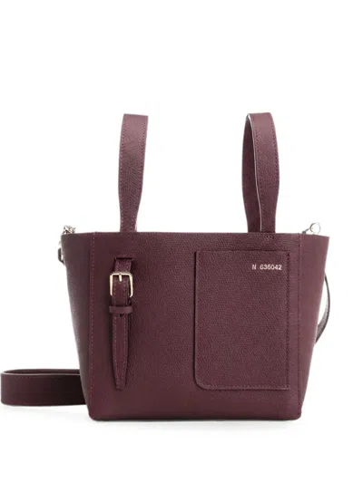 Valextra Small Buckle-detail Pebbled Bucket Bag In Red