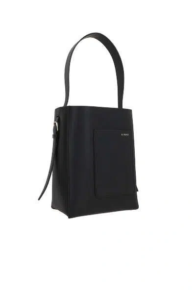 Valextra Structured Bucket Bag In Black Calf Leather