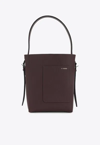 Valextra Small Leather Bucket Bag In Burgundy