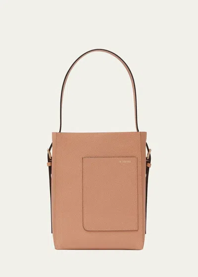 Valextra Small Leather Bucket Bag In Terra Mte