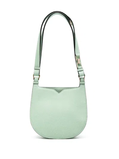 Valextra Small Leather Hobo Bag In Blue
