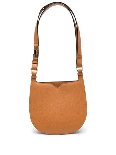 Valextra Small Hobo Leather Shoulder Bag In Brown