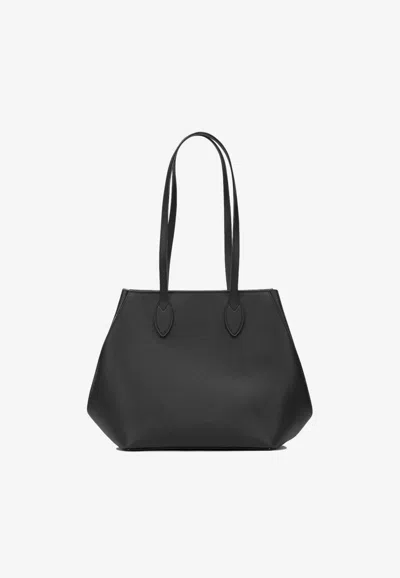 Valextra Small Vivi Millepunte Calfskin Tote Bag In Black
