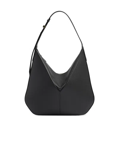 Valextra Vivi Textured Hobo Bag In Black