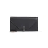 Valextra Grained Calf Leather Chain Wallet In Black