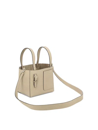 Valextra Micro Bucket Leather Tote Bag In Beige