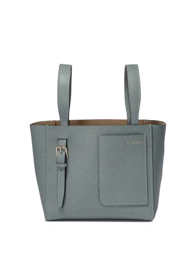 Valextra "soft Micro" Bucket Bag In Blue