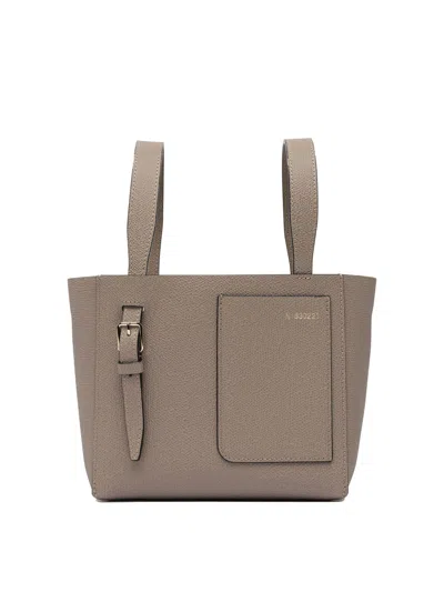 Valextra Micro Soft Leather Bucket Bag In Gray