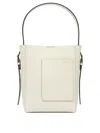 Valextra Small Bucket Soft Grain Leather Tote Bag In White