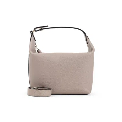 Valextra Structured Calf Leather Shoulder Bag In Neutral