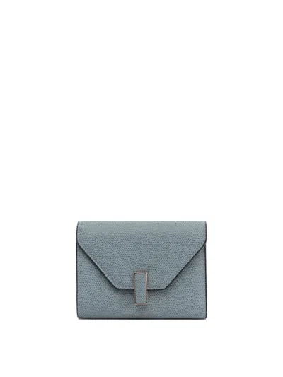 VALEXTRA VALEXTRA TEXTURED BLUE LEATHER VALEXTRA WALLET