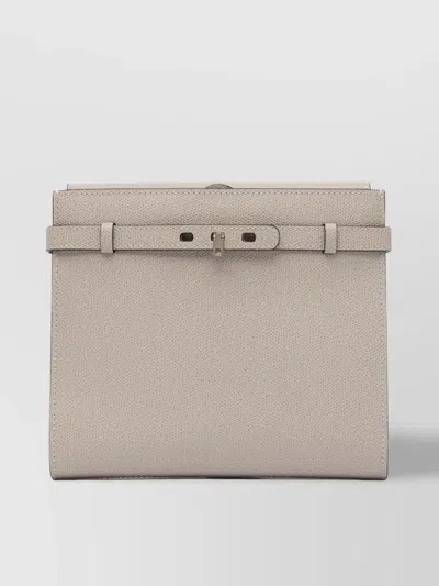 Valextra Textured Finish Crossbody Bags With Adjustable Strap In Neutral