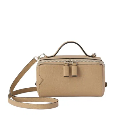 Valextra V-line Crossbody Vanity Bag In Brown