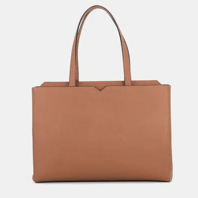 Pre-owned Valextra V Line Horizontal Shopping Bag Chocolate Brown Soft Calf Leather