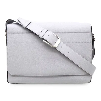 Valextra V Line Leather Shoulder Bag In Gray