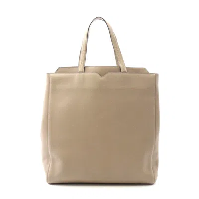 Valextra V Line Leather Tote Bag In Sand