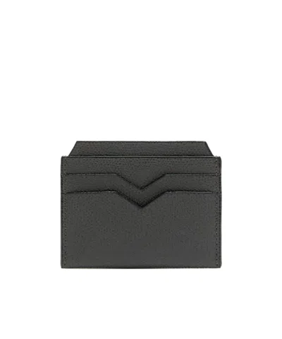 Valextra V-shape Detail Leather Cardholder In Black
