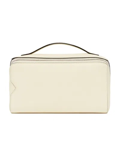 Valextra V-shaped Washing Bag In White
