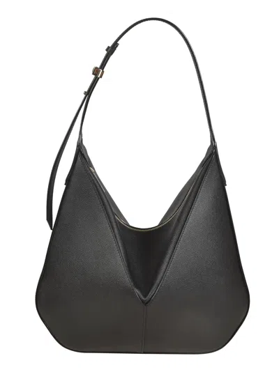 Valextra Vivi Textured Hobo Bag In Black