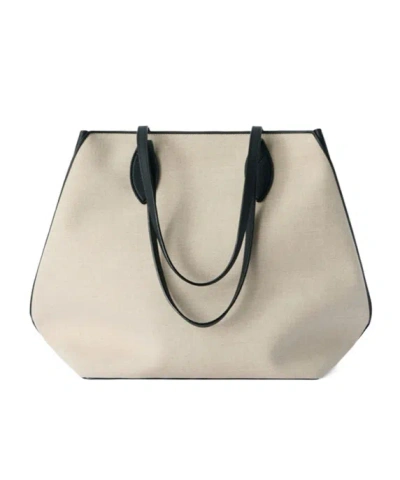 Valextra Vivi Canvas Shopping Large Bag In Black