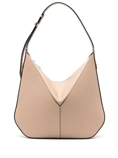 Valextra Vivi Small Leather Hobo Bag In White