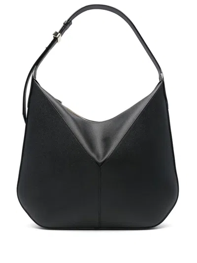 Valextra Vivi Textured Hobo Bag In Black