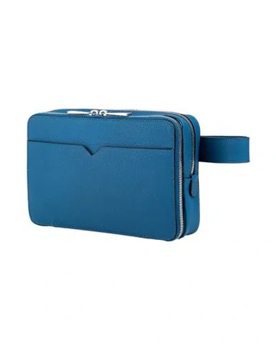 Valextra V-line Bum Bag Man Belt Bag Deep Teal Size - Calfskin In Green