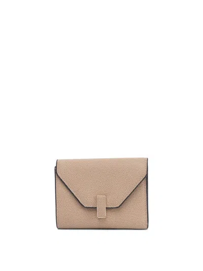 Valextra Flap Envelope Textured Finish Wallets Card Holders In Beige