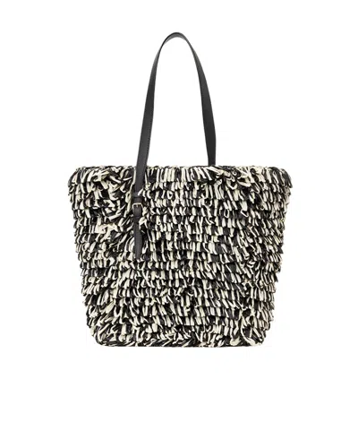 Valextra Wavy-pattern Raffia Tote Bag In Purple