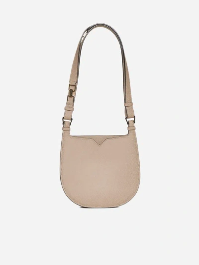 Valextra Weekend Leather Small Hobo Bag In Beige Cachemire