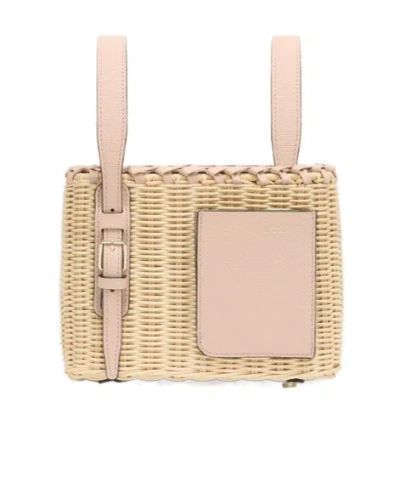 Valextra Wicker Bucket Micro Bag In Brown