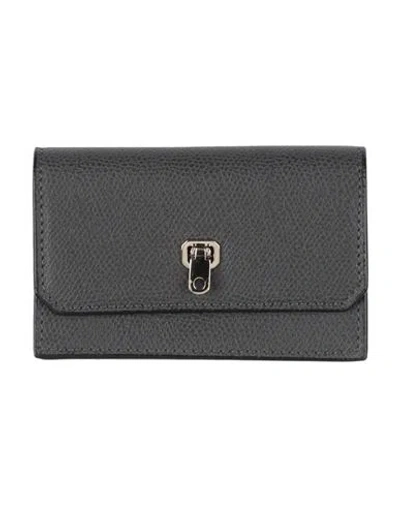 Valextra Woman Cardholder Charcoal Size - Calfskin In Grey