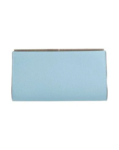Valextra Woman Clutch Light Blue Size - Calfskin