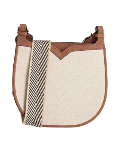 Valextra Woman Cross-body Bag Beige Size - Calfskin, Natural Fibers