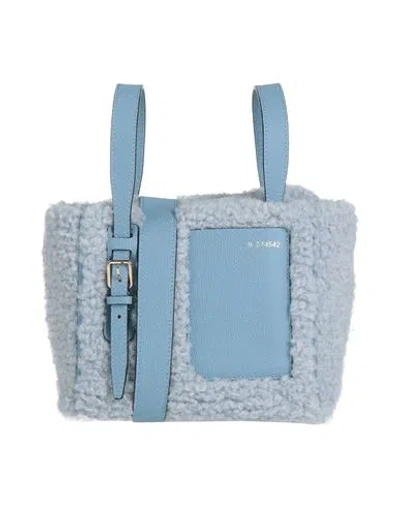 Valextra Woman Handbag Pastel Blue Size - Recycled Polyester, Calfskin