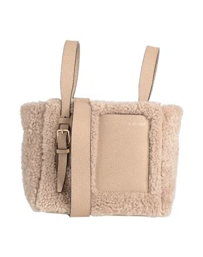 Valextra Woman Handbag Sand Size - Shearling, Calfskin