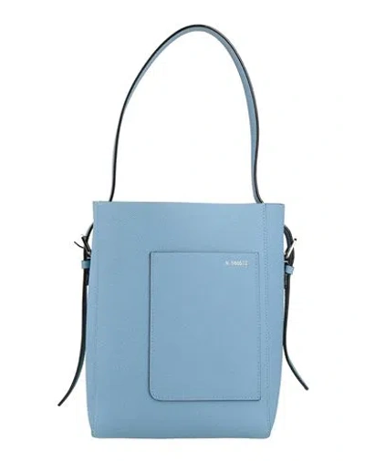 Valextra Woman Shoulder Bag Sky Blue Size - Calfskin