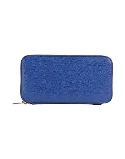 Valextra Woman Wallet Blue Size - Calfskin