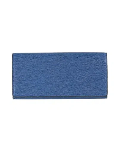 Valextra Woman Wallet Blue Size - Calfskin In Gray