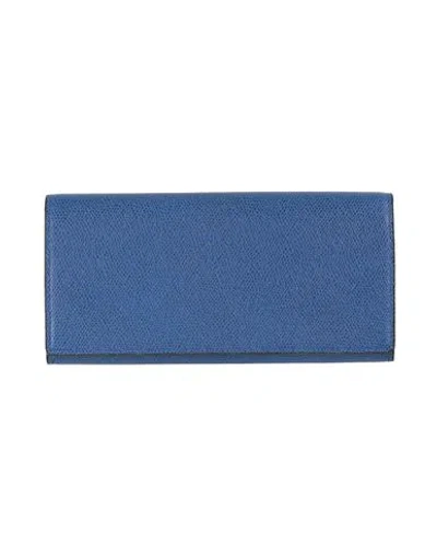 Valextra Woman Wallet Blue Size - Calfskin