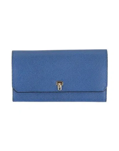 Valextra Woman Wallet Blue Size - Calfskin